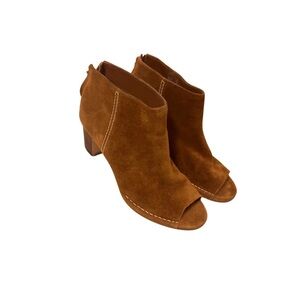 Elegant Brown Suede Peep-Toe Heeled Boots
